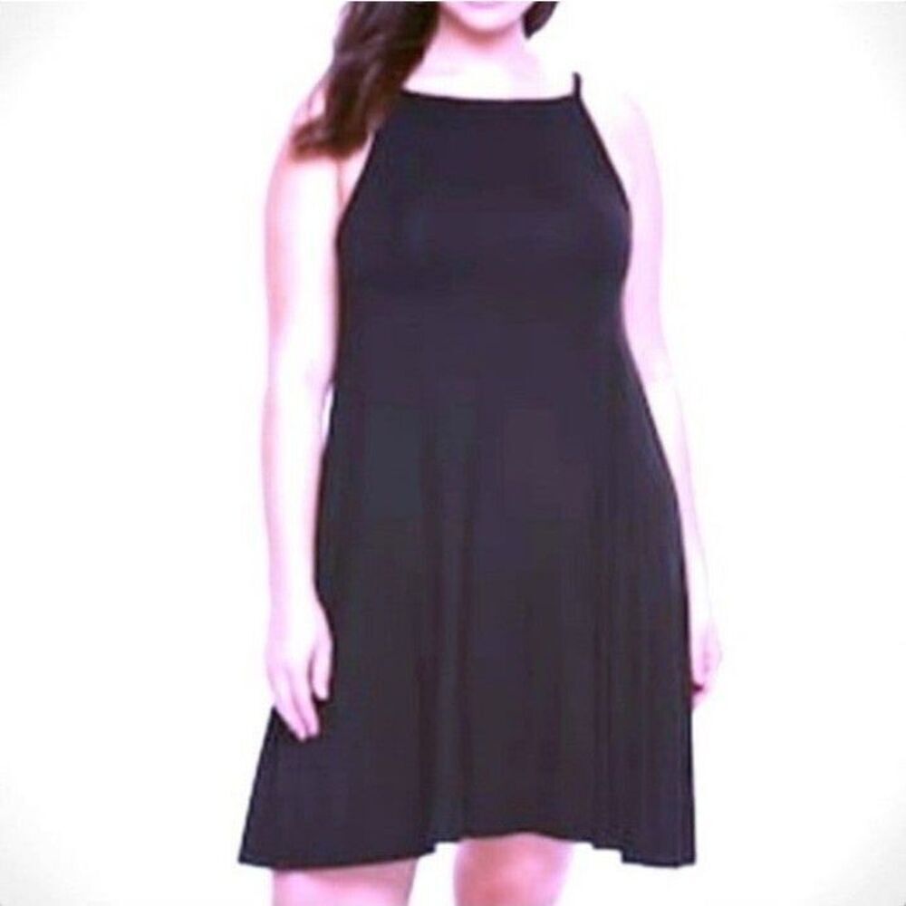 Ladies Black Super cute Halter Neckline Retro Swing Dress sz Xl